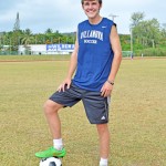 Hunter Jewell poses for a photo before training at the Oleai Sports Complex Field during his visit on Saipan in July this year. (Roselyn B. Monroyo)
