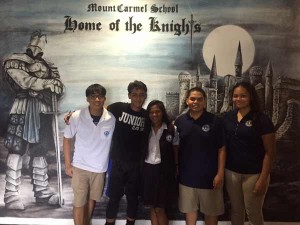 Mount Carmel School’s Student Council officers for school year 2015-2016. From left, moderator Sung Hun Ryu, vice president Markel Toves, secretary Amalina Evangelista, president Thomas Lee A. Manglona II, and treasurer Janika Taimanao. (Contributed Photo)
