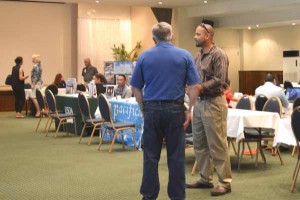 Various public agencies and private entities offered help and information to businesses yesterday at the Business Recovery Fair hosted by the Chamber of Commerce and Federal Emergency Management Agency at the Fiesta Resort and Spa. (Frauleine S. Villanueva)