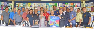 Rotary International District 2750 governor Isao Mizuno, vice secretary Kuniyoshi Hirai, and district assistant secretary Wayne Santos visit and meet with members of the Rotary Club of Saipan on Monday. (Frauleine S. Villanueva)