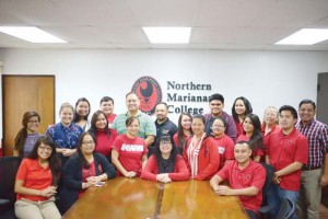 Northern Marianas College Alumni Association's newly elected president Jack Kiyoshi, back row, fifth from left, poses with members of the alumni association and NMC president Dr. Carmen Fernandez, center, front. (Contributed Photo) 