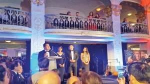 Gov. Ralph DLG Torres delivers the opening remarks in last week's Asian American and Pacific Islanders advisory committee 58th Presidential Inauguration Gala at The Mayflower Hotel in Washington, D.C. Torres and Gov. Eddie B. Calvo of Guam, second right, are co-chairs of the committee. (Contributed Photo)