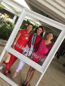 Miss Northern Marianas Peachy Quitugua, center, takes part in the Lunar New Year festivities last Saturday, Jan. 28 2017, at the lobby of the Hyatt Regency Saipan. (Contributed Photo)