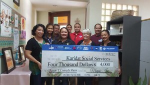 From left, Laila C. Younis-Boyer (publisher/president, Marianas Variety), Amy G. Quinto-Weiss (Business Account manager, IT&E), James Nelson (general manager, Sorensen Media Group Saipan), Geralyn C. Dela Cruz (executive director of Best Sunshine International-CSR), James Lee (Beverage sales manager, Marpac, Inc.), Guy Pudney (resident manager, Marpac, Inc.), Lauri Ogumoro (executive director, Karidat), Martin Duenas (Community Projects manager, Marianas Visitors Authority) and Tanya Fleming (HR manager, Bridge Capital) (Contributed Photo)