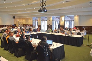 Members of the Pacific Islands Health Officers’ Association members along with employees from the Commonwealth Healthcare Center attend the 61st executive board meeting yesterday at the Fiesta Resort & Spa Saipan. (Erwin Encinares)