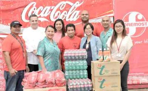 From left, Coca-Cola Hydration Team member Ranilo Enriquez, Hyatt Regency Saipan executive chef Gabriele Colombo, Coca-Cola Warehouse supervisor Satyananda Maharjan, Coca-Cola and Foremost assistant operations manager Ailene Benavidaz, Hyatt Regency Rooms director Rosalyn Quintanilla, Coca-Cola Human Resources Bonnie Khan Sagana, Coca-Cola Warehouse assistant Kevin Suda, Hyatt Regency Security manager Robin Eugenio, and Coca-Cola and Foremost administrative assistant Noemee Being. (Contributed Photo)