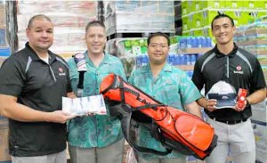 From left, MarPac Distributors resident manager Guy Pudney, Hyatt Regency Saipan Food and Beverage director Tyrell Pauling, Hyatt Regency Food and Beverage assistant director Seiji Shindo, and MarPac Distributors Sales manager James Lee. (Contributed Photo)
