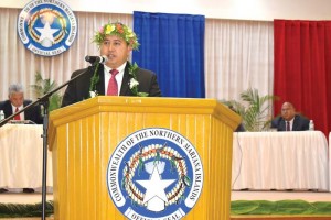 Gov. Ralph DLG Torres delivers his first State of the Commonwealth Address. (Jon Perez)