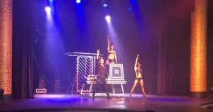 Leon Etienne with two members of his entourage showcased their first stunt at the Hyatt Regency Saipan SandCastle at the VIP party last Thursday. (Kimberly A. Bautista)