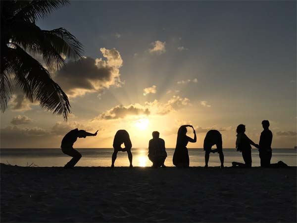 Participants of the familiarization tour organized by Asiana Airlines and the Marianas Visitors Authority spell out the name of their location on May 14, 2017. (MVA)