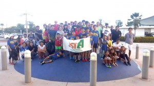 The Japan Saipan Travel Association is joined by 22 other businesses and groups in its pre-Golden Week holiday cleanup in Garapan, Saipan, on April 29, 2017.  The group collected 250 lbs of trash. (MVA)