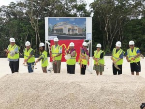 Jose "Joe" Ayuyu is joined by his wife Marcia Ayuyu, friends, and guests at the Mcdonald's Yigo groundbreaking site in Guam. (Contributed Photo)