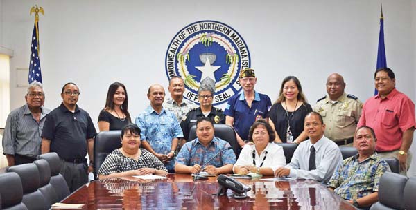 Gov. Ralph DLG Torres is joined by the Office of Military and Veterans Affairs and Cabinet officials in proclaiming the week of May 22 to May 29 as Memorial Week. (Contributed Photo)