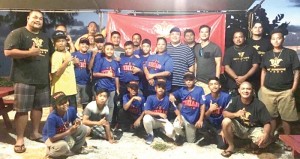 The Tinian Little League delegation poses with Tinian and Aguiguan Mayor Joey Patrick San Nicolas and the Corporate Social Responsibility team of Imperial Pacific International. (IMPERIAL PACIFIC)
