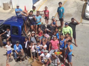 Members of the Saipan Awaodori team join seven Kinpachi Restaurant staff for PDM Promoters, Inc.’s cleanup of the environs around Paseo de Marianas last Thursday. (Contributed Photo)