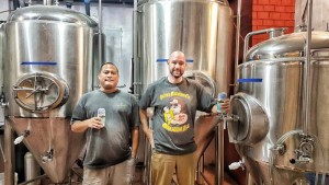Steve Sablan, left, and Jay Wolfe are the men behind Saipan Brewery Co. They encourage people to drink beer made here on Saipan and are hoping to put Saipan on the map for its beer. (Bea Cabrera)