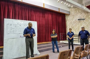 “We are always evolving to meet our customers’ need and we will continue doing that,” said Donald Basil, general manager of the Saipan troop store, who is joined in the photo by Linda Aquino, Josephine Palacios, and Joey Pangelinan. (BEA CABRERA)