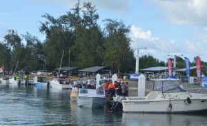Boats line up at the dock of the Smiling Cove Marina to turn in their catch and the trash they collected during the 33rd Saipan International Fishing Tournament last Saturday. (Roselyn B. Monroyo)