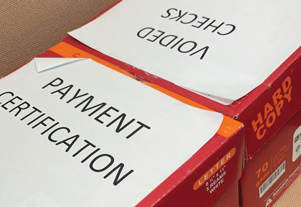 Copies of voided CNMI Treasury checks and one box full of overpayment receipts to the Saipan and Northern Islands 