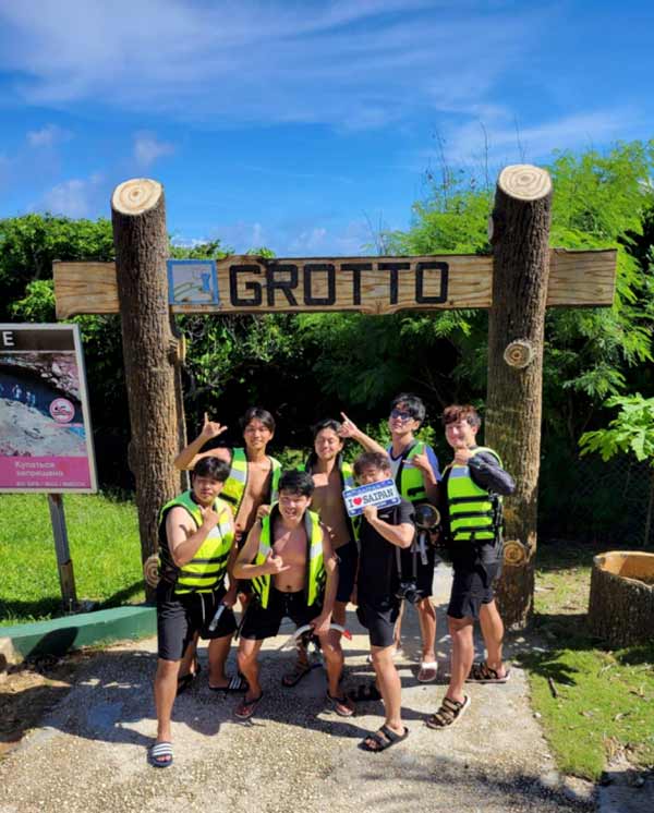 Travel agents from Korea tour popular dive site Grotto on Saipan in July 2021