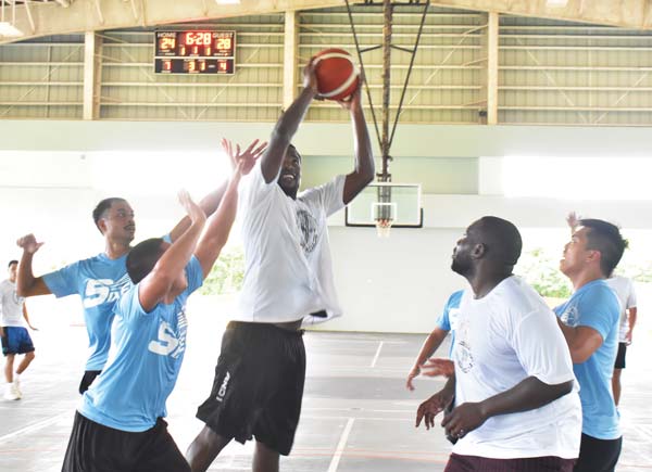 The Game center Eric Joe goes up against San Antonio Sixers’ Gerald Flores