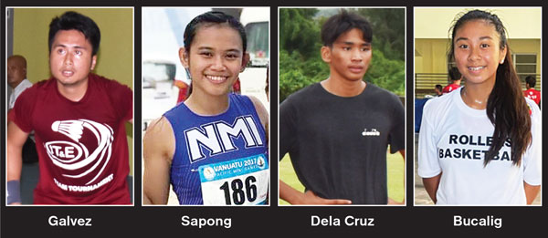 Andreau Galvez of badminton and Zarinae Sapong of athletics were hailed athletes of the month, while Fiona Bucalig of basketball and Cristobal “Leon” Dela Cruz of athletics were named students athletes of the month by the Northern Marianas Sports Association for June.