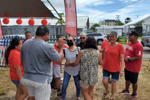 After voting at the Garapan Elementary School, Lt. Gov. Arnold I. Palacios and his wife visit the tent of the Republican Party