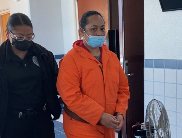 A Corrections officer leads Stacey Laniyo from the court after a sentencing last Friday
