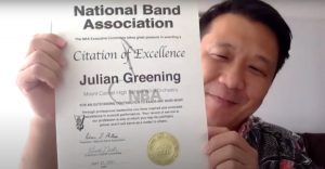 The National Band Association’s high school representative, Chad Kamei
