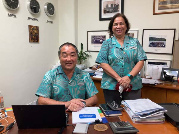 Hyatt Regency Saipan grand manager Nick Nishikawa and Hyatt director for Human Resources Josephine Mesta. 