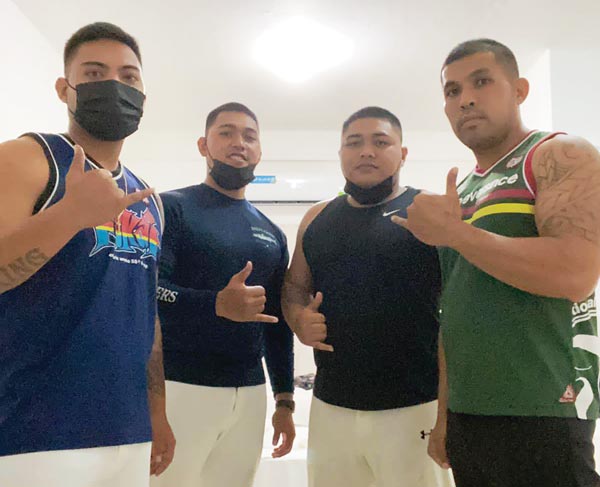 From left, Tinian baseball players Esteban K. Sablan, Dustin K. Sablan, Bradley P. Lizama, and Peter C. Cepeda are currently trying for the CNMI National Baseball Team for next year’s Pacific Mini Games on Saipan.