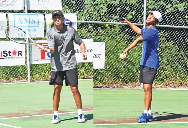 Sam Ryu, left, and Jimin Woo won the men’s open doubles championship of the 2021 TanHoldings Tennis Classic