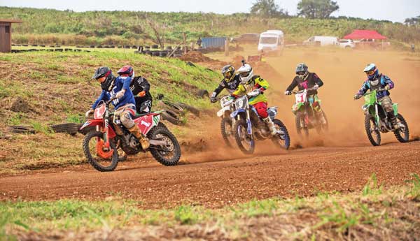 Cuki Alvarez leads a pack of riders in the Expert Class of Marianas Racing Association’s Turkey Cross Race