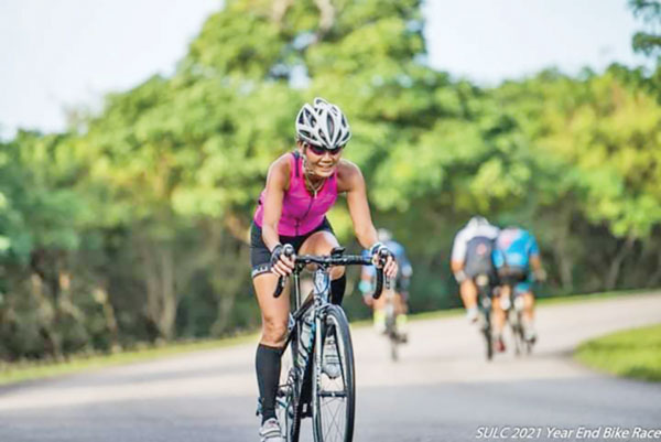 Ayano Braxton in action during the road bike long course division
