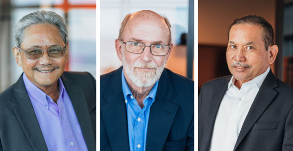Francisco M. Atalig, Joseph P. Bradley, and Ernest P. Villaverde are retiring from Bank of Guam