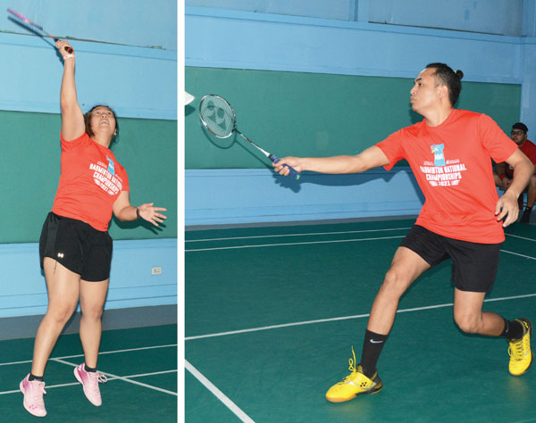 Janelle Pangilinan, left, and Nate Guerrero, right, are in the finals of the open mixed doubles event
